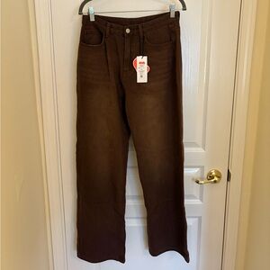 Cider Dark Brown Straight Leg Jeans - Brand New